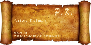 Paizs Kálmán névjegykártya